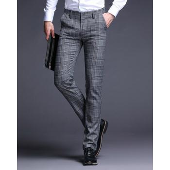 Autumn Korean Style Pencil Pants Plaid Long Pants For Men