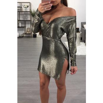 Bandage Nightclub V-Neck Pinched Waist Sexy Dress