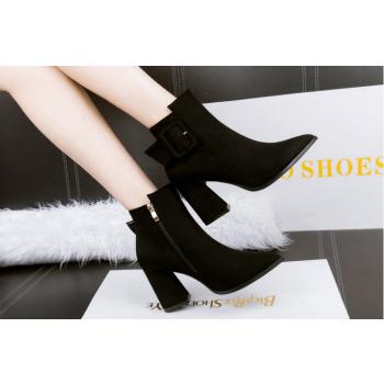 Belt Buckle Short Boots Nubuck Martin Boots For Women