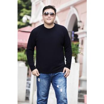 Big Pure Cotton Round Neck Tops Cotton Fat T-Shirt For Men