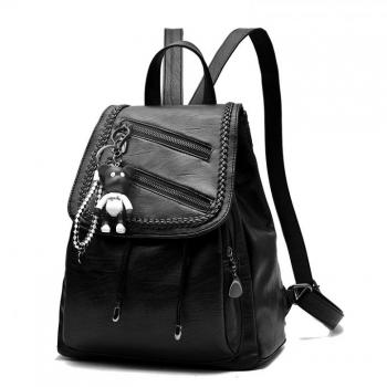 Black Soft Surface Korean Style High Capacity Backpack