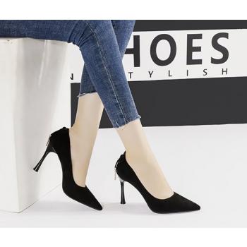 Bow Fine-Root Shoes Low Pointed High-Heeled Shoes For Women