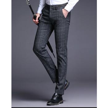 Business Slim Plaid Pants Autumn Elasticity Pants For Men