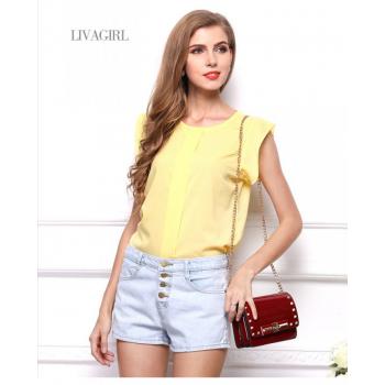 Chiffon Pure Tops European Style Chiffon Shirt