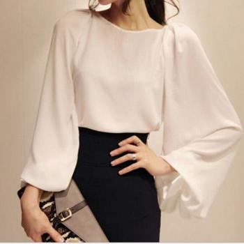 Chiffon Tops Big Lantern Sleeve Shirt For Women