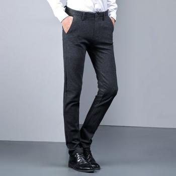 Dark-Gray Suit Pants Sueding Pencil Pants For Men