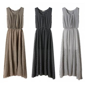 European Style Chiffon Dress Polka Dot Summer Vest