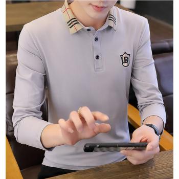 Fashion Lapel Pure Cotton Shirts Slim Long Sleeve T-Shirt