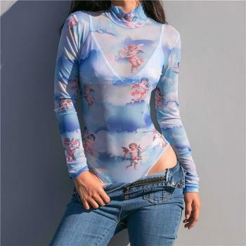 Gauze Spring And Summer Jumpsuit Printing Bottoming Tops