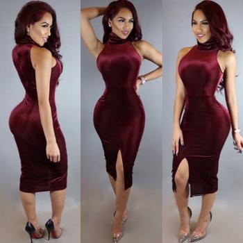 High Collar Nightclub Dress European Style Bandage Dress