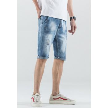 Holes Summer Five Pants Loose Denim Shorts For Men
