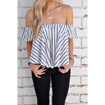 Horizontal Collar Sexy European Style Summer Tops