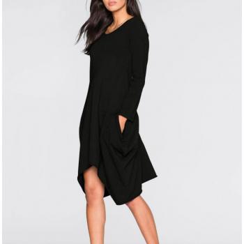 Irregular Pocket Pure Autumn Korean Style Dress
