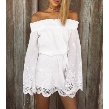 Lace Horizontal Collar Spring Dress