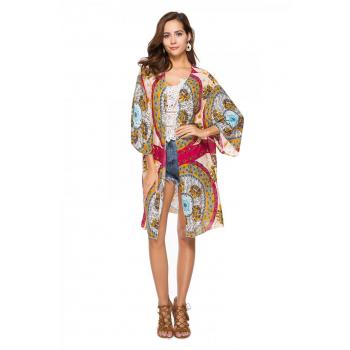 Large Yard European Style Smock Printing Cardigan For Women Coat
