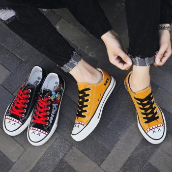 Low Fashion Canvas Shoes High-Heeled Graffiti Shoes