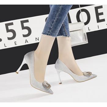 Low Korean Style Shoes Side Buckle High-Heeled Shoes For Women