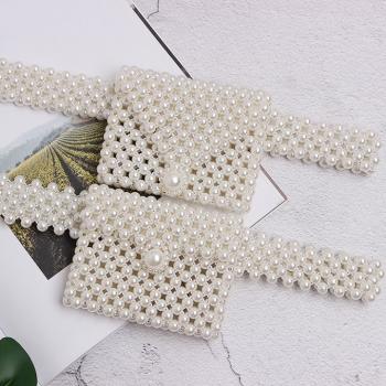 Mini All-Match Elasticity Waist-Bag Weave Pearl Belt
