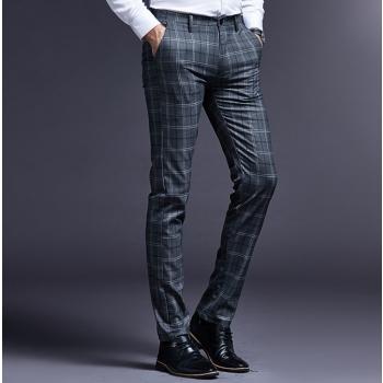 Plaid Small Straight Long Pants Casual Casual Pants For Men