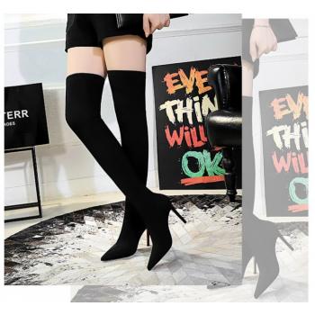 Pointed Nightclub Fine-Root Exceed Knee Lycra Thigh Boots