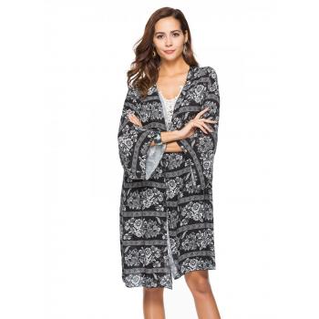 Printing European Style Smock Sandy Beach Cardigan Coat