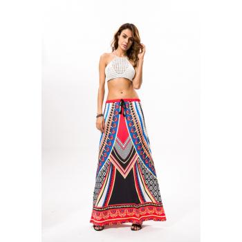 Printing Multicolor Long Skirt European Style Skirt
