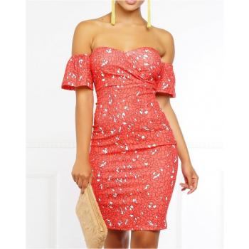 Printing Prom Sexy T-Back Slim Wrapped Chest Fashion Dress