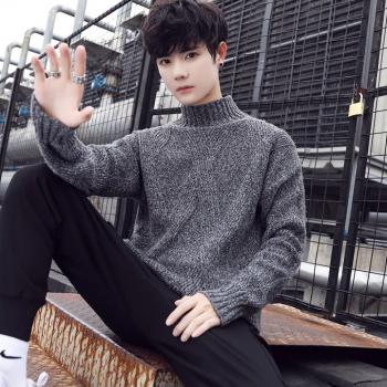 Pure Fashion Sweater Half High Collar Wool Tops For Men