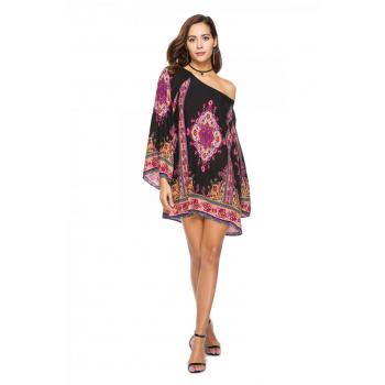Retro Colors Printing European Style Dress For Women