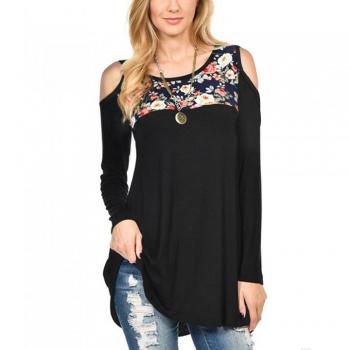 Round Neck Digital Strapless Sexy European Style T-Shirt
