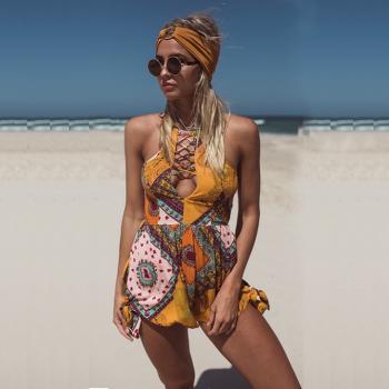 Sandy Beach Printing Bohemian Style Conjoined Shorts