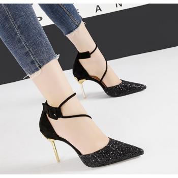 Sequins High-Heeled Shoes European Style Sandals For Women