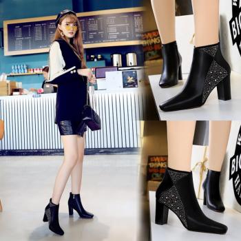 Sexy Thick Women's Boots Shiny European Style Short Boots