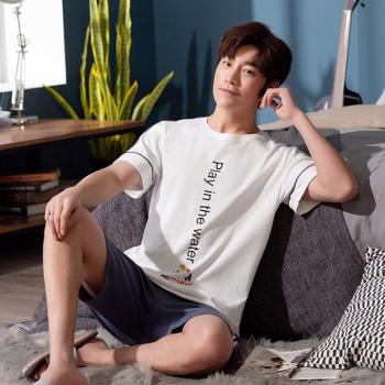 Short Sleeve Homewear Thin Cotton Loose Pajamas A Set