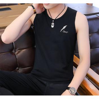 Slim Sleeveless T-Shirt Printing Gray Waistcoat For Men