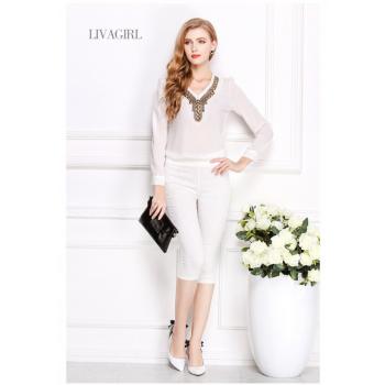 Spring Long Sleeve V-Neck Shirt Copper Fashion Chiffon Shirt