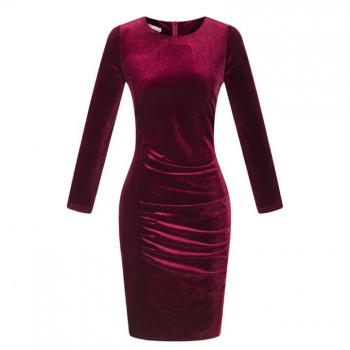 Spring Velvet Package Hip Korean Style Dress
