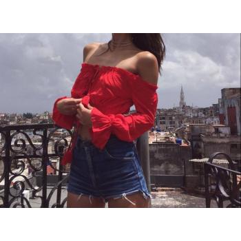 Strapless Horizontal Collar Summer Tops