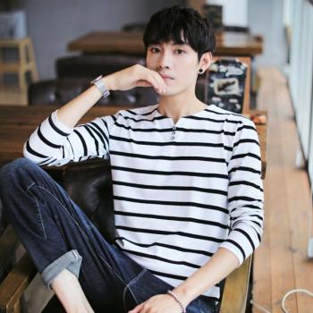 Stripe Autumn Youth Sweater Student Slim V-Neck Tops