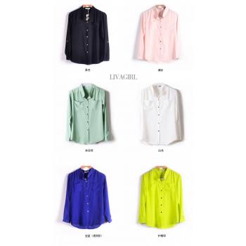 Sunscreen Cstand Collar Bottoming Shirt White Chiffon Shirt