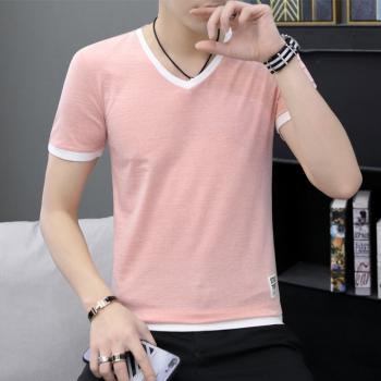 V-Neck Slim Short Sleeve Summer Korean Style T-Shirt For Men