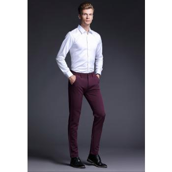 Wine-Red Pencil Pants Fashion Long Pants For Men