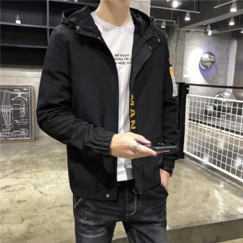 Youth Slim Hooded Coat Korean Style Fashion Handsome Jacket