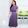 European Style Round Neck Stripe Slim Colors Long Dress