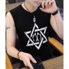Fashion Round Neck Tops Printing Pure Cotton Vest For Men