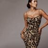 Lace European Style Printing Sling V-Neck Dress