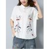 Loose Retro Bat Sleeve Large Yard Embroidery Shirt