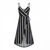 Sling European Style Printing Stripe Fashion Halter Dress