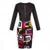 Splice Mixed Colors Short Sleeve Dress For Women